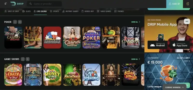 Drip Casino Games Library