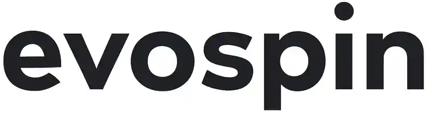 Evospin Casino logo with bold modern lettering on white background.