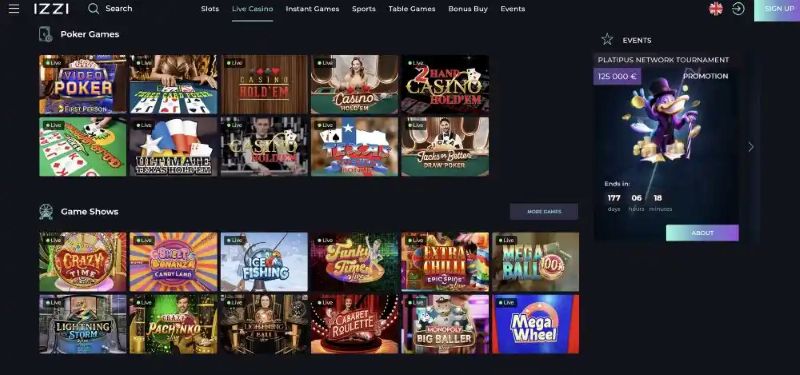 Izzi Casino Megaways and High Volatility Pokies