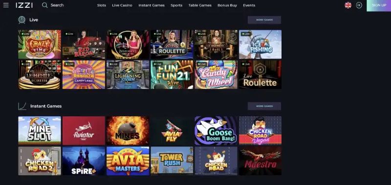 Izzi Casino Cashier and Banking