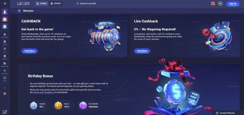 Legzo Casino Cashier and POLi Banking