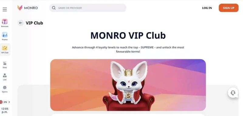 Monro Casino Games Lobby