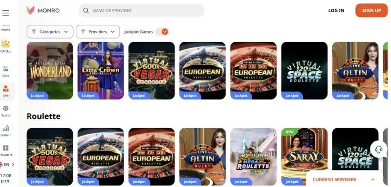 Monro Casino Active Promotions