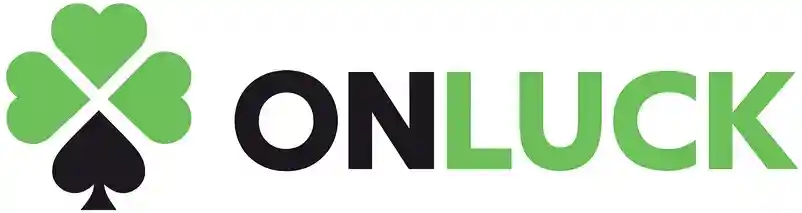 OnLuck Casino logo with bold modern lettering on white background.