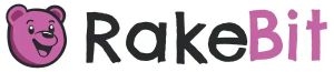 Rakebit Casino logo with bold modern lettering on white background.