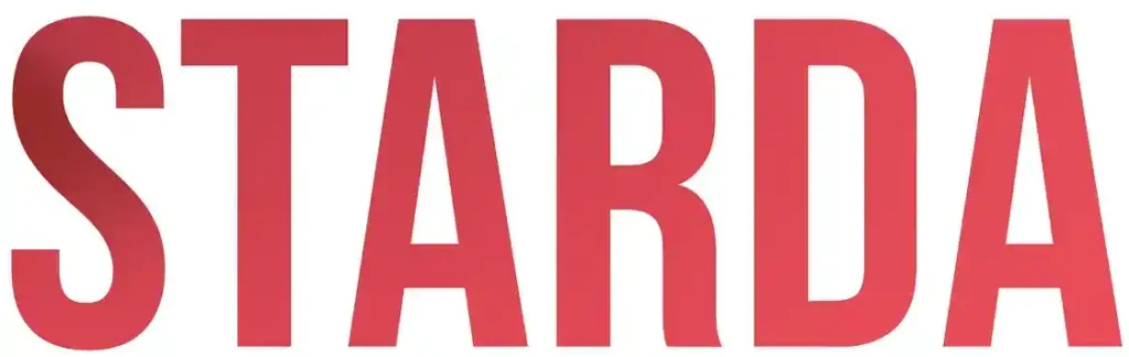 Starda Casino logo with bold red and blue lettering on white background.